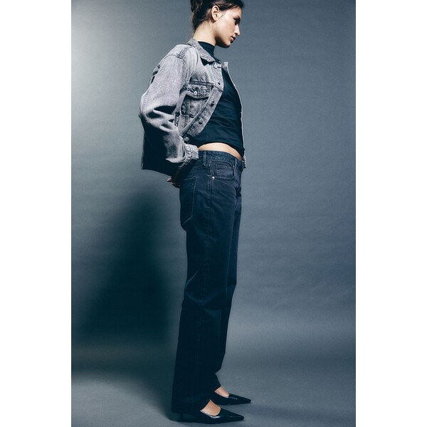 H&M Slim Straight High Jeans - Wysoka talia - Długa - -ONA 1199187008 Czarny