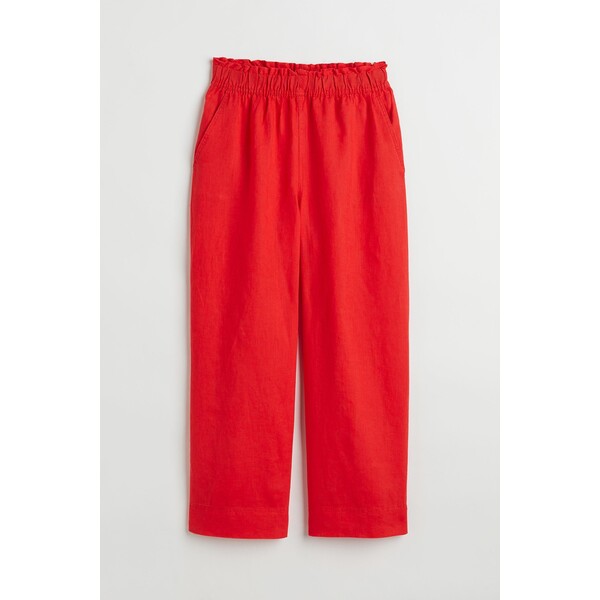 H&M Lniane spodnie do kostki - Wysoka talia - Długość do kostki - 1066559011 Czerwony