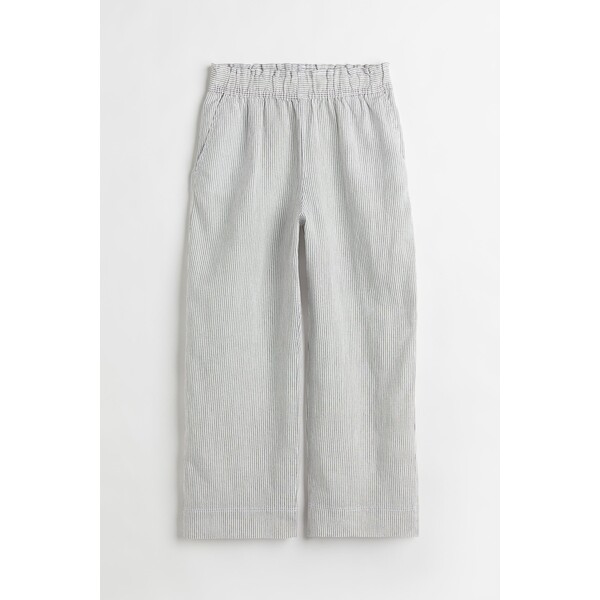 H&M Lniane spodnie do kostki - 1066559007 Naturalna biel/Paski