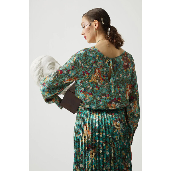 Medicine Bluzka damska wzorzysta z kolekcji Eviva L'arte kolor turkusowy
