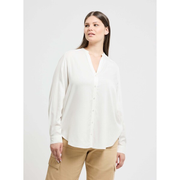 Terranova Koszula ze stójką w jednolitym kolorze Biel wełny SAB0060818001S024