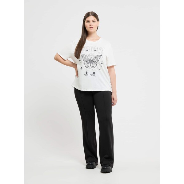 Terranova Szeroki T-shirt z nadrukiem motyla Biel wełny SAB0060806001S024