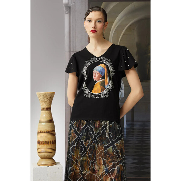 Medicine T-shirt bawełniany damski z kolekcji Eviva L'arte kolor czarny