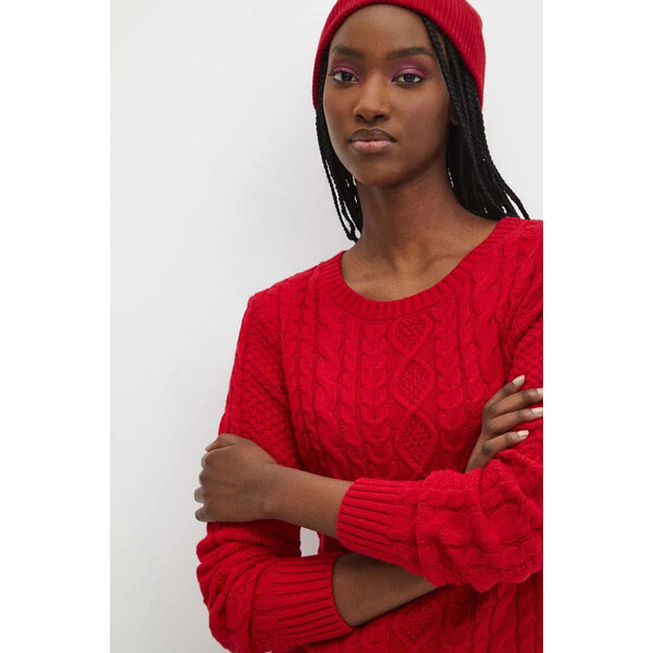 Medicine Sweter damski z fakturą kolor czerwony