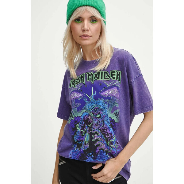 Medicine T-shirt bawełniany damski Iron Maiden kolor fioletowy
