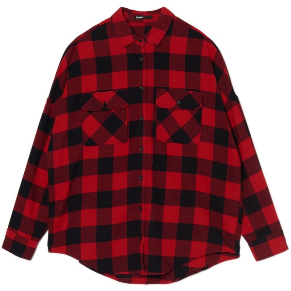 Cropp Bawełniana czarno-czerwona koszula w kratę 2838W-33M