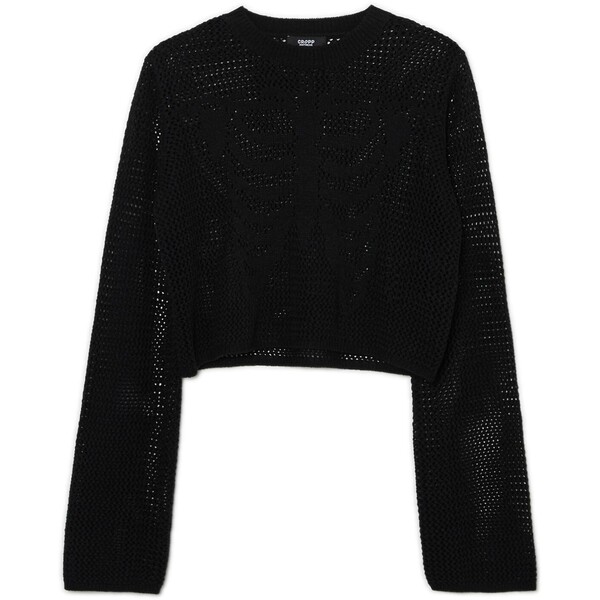 Cropp Czarny sweter z ozdobnym wzorem 0078Z-99X