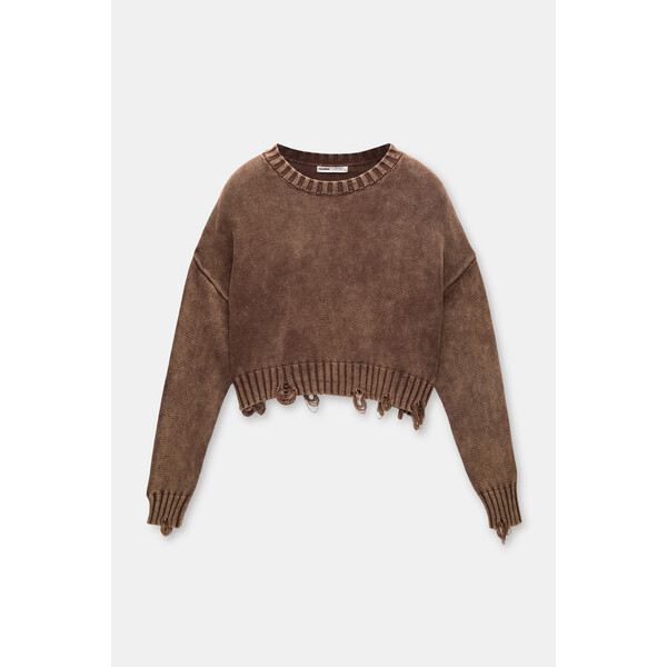 Pull&Bear Dzianinowy sweter z dziurami 3555/335