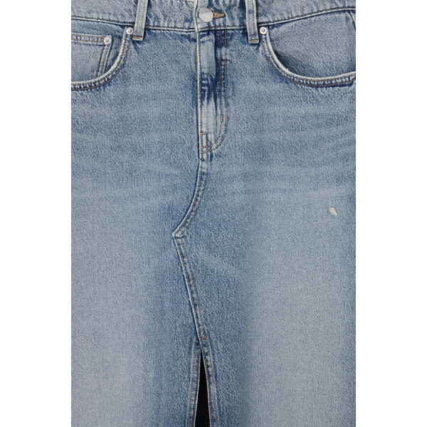 Pull&Bear Bardzo długa spódnica jeansowa z rozcięciem 3395/313