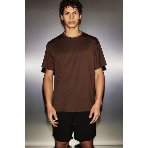 H&M Sportowy T-shirt DryMove™ Loose Fit - - ON 1207888002 Ciemnobrązowy