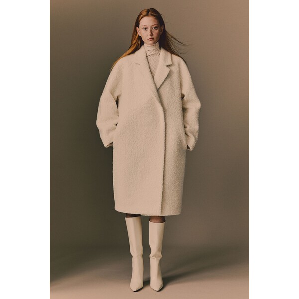 H&M Dwurzędowy płaszcz - 1180402003 Kremowy