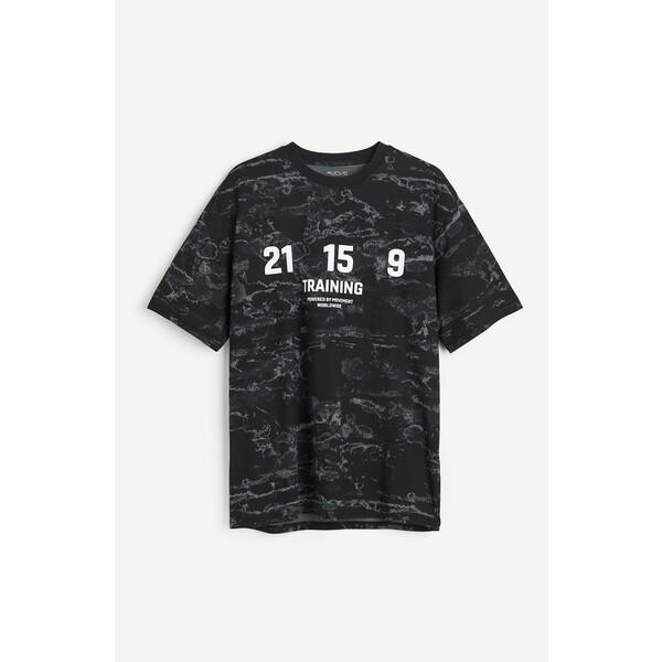 H&M T-shirt sportowy Loose Fit DryMove™ - - ON 1158018004 Czarny/Marmurek