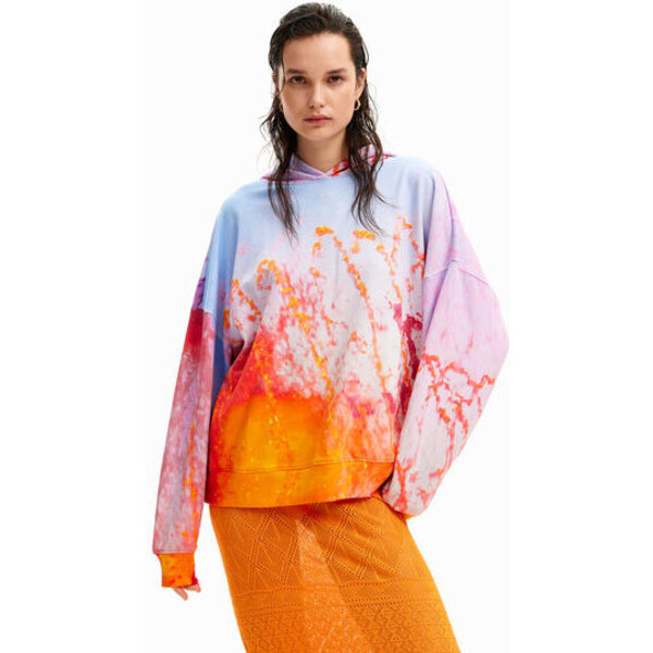 Desigual Bluza z kapturem i nadrukiem fotograficznym 24SWSK597002