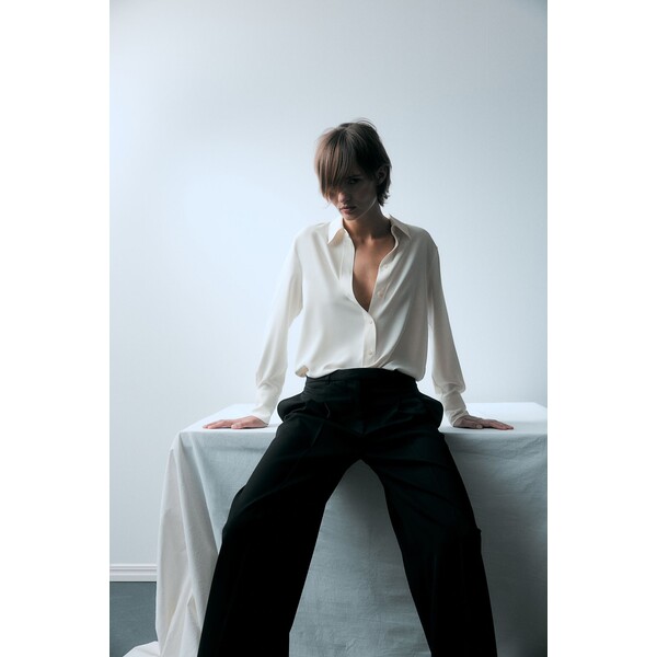 H&M Koszula - Długi rękaw - Normalna długość - 1220978006 Kremowy