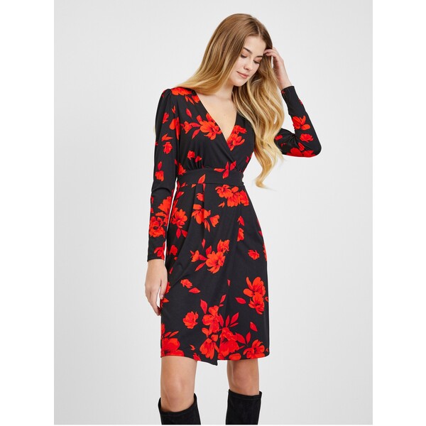 Orsay Czerwono-czarna damska sukienka w kwiaty 471692-660000
