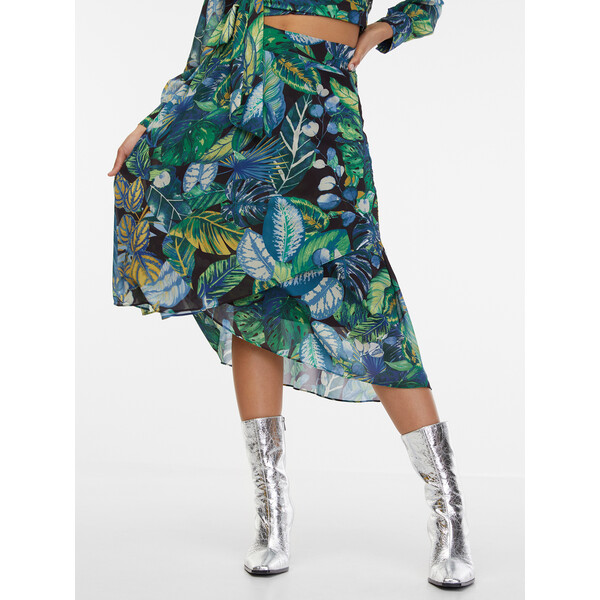 Orsay Czarno-zielona damska wzorzysta spódnica 1000143660000