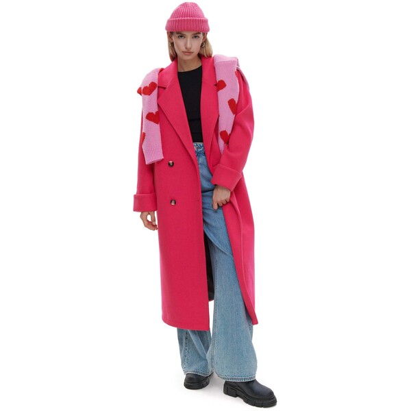 Cropp Różowy płaszcz oversize 1287S-30X