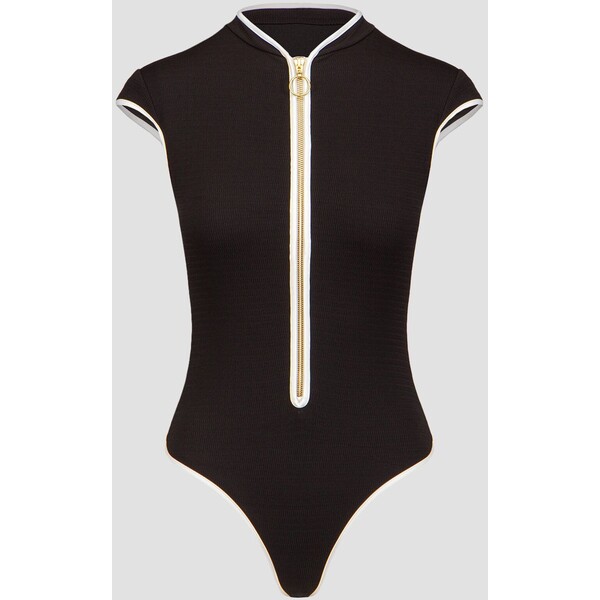 Czarny jednoczęściowy strój kąpielowy damski Seafolly Cap Sleeve Zip Front One Piece 60290072-black 60290072-black