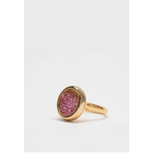Quiosque Pozłacany pierścionek z szybką z różowymi cyrkoniami MARASIMSIM 5PD209303