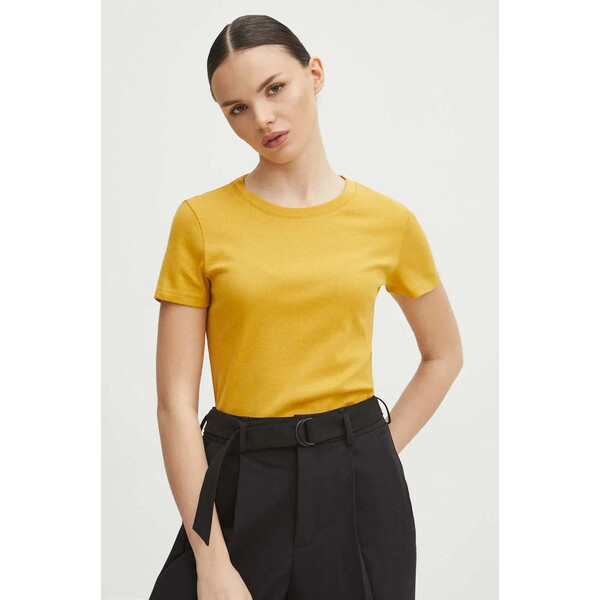 Medicine T-shirt bawełniany damski kolor żółty