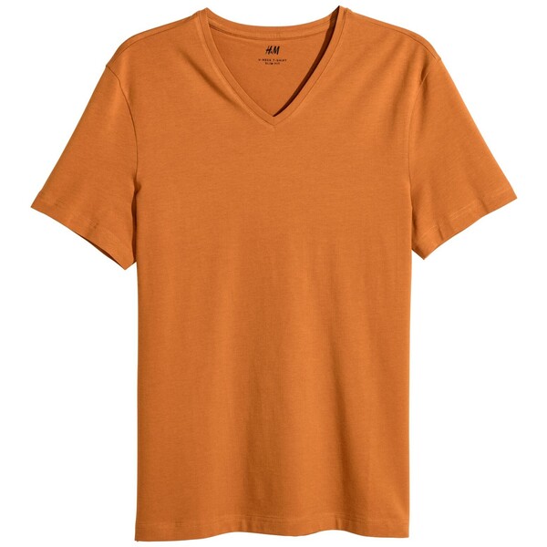 H&M T-shirt z dekoltem w serek Slim Fit 3-pak - - ON 0542533002 Ciemnożółty