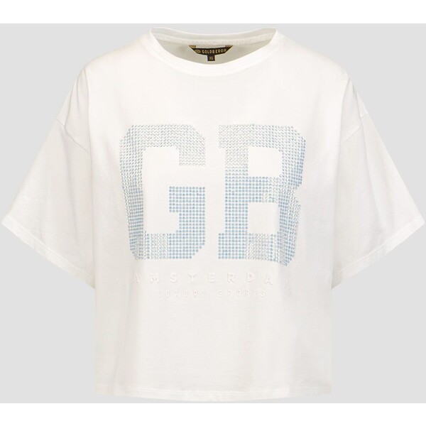 Krótki T-shirt z cyrkoniami Goldbergh World biały GB37213241-8000 GB37213241-8000