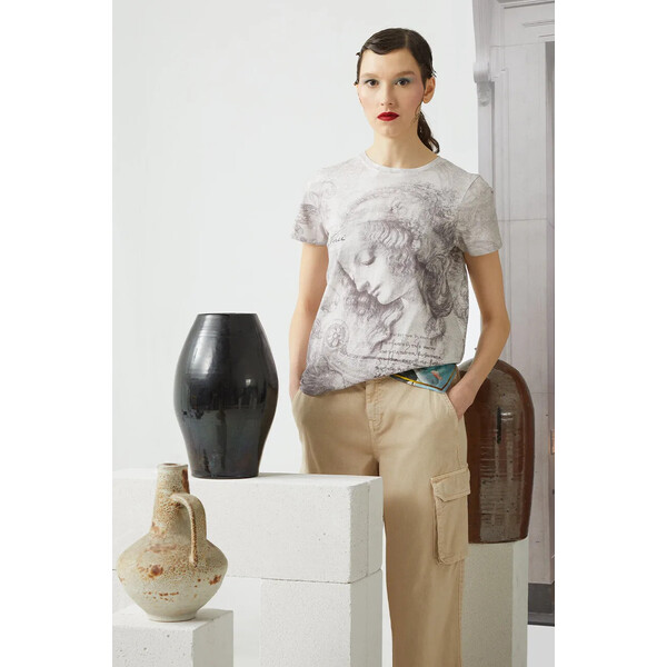 Medicine T-shirt bawełniany damski z kolekcji Eviva L'arte kolor beżowy
