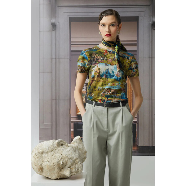 Medicine T-shirt bawełniany damski z domieszką elastanu z kolekcji Eviva L'arte kolor multicolor