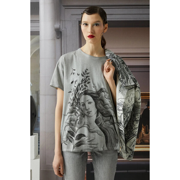 Medicine T-shirt bawełniany damski z kolekcji Eviva L'arte kolor szary
