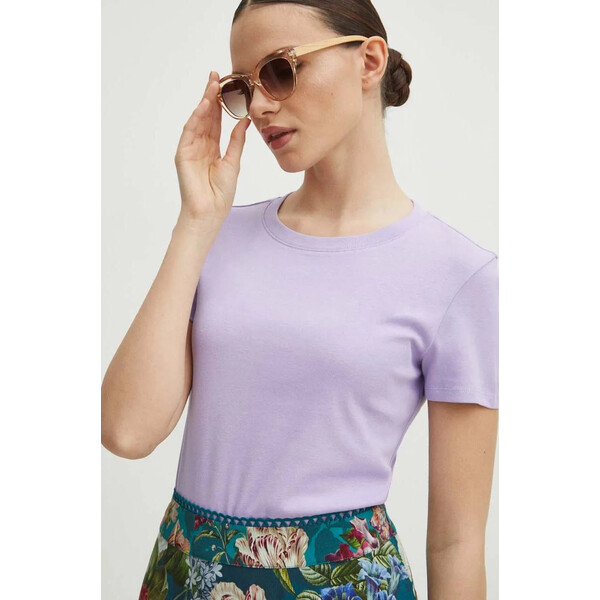 Medicine T-shirt bawełniany damski kolor fioletowy
