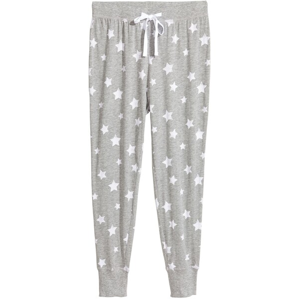 H&M Spodnie piżamowe - Normalna talia - Długość do kostki - -ONA 0536139088 Szary/Gwiazdy