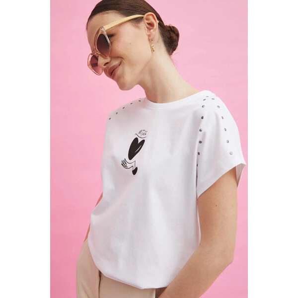 Medicine T-shirt bawełniany damski by Magda Danaj - Porysunki kolor biały