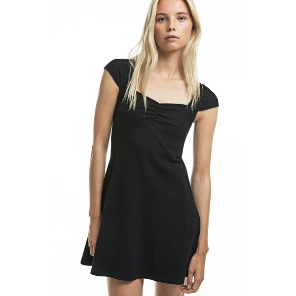 H&M Dżersejowa sukienka z kapturkowym rękawem - Dekolt w serduszko - Krótki rekaw - -ONA 1167207004 Czarny