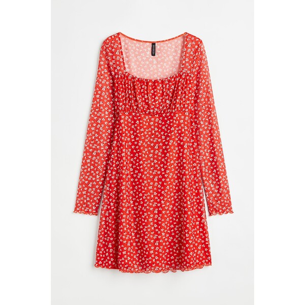 H&M Siateczkowa sukienka - 1100492003 Pomarańczowy/Drobne kwiaty