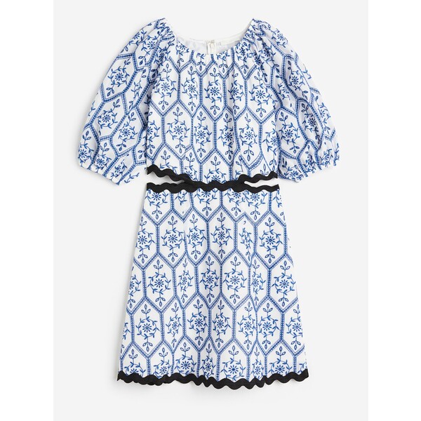 H&M Sukienka z wycięciami - 1154541001 Biały/Niebieski wzór