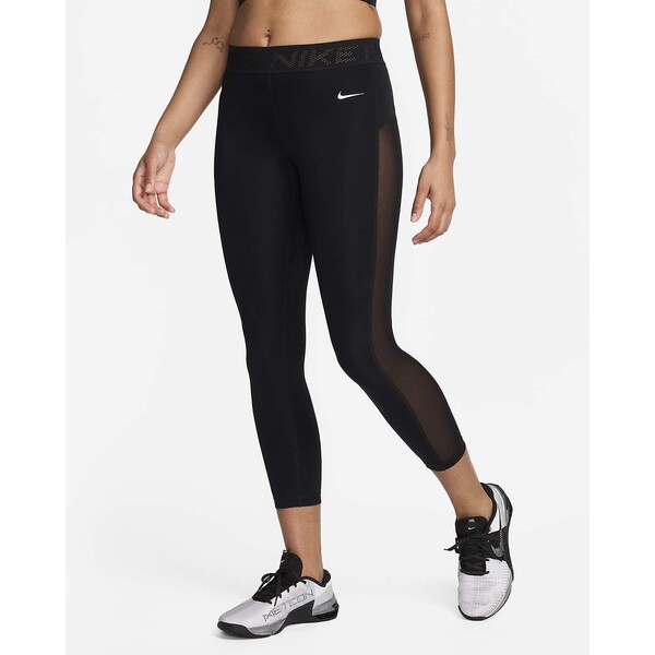 Damskie legginsy 7/8 ze średnim stanem i wstawkami z siateczki Nike Pro FN4981-010
