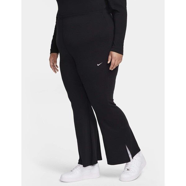 Damskie obcisłe legginsy w drobny prążek z rozszerzanymi nogawkami (duże rozmiary) Nike Sportswear Chill Knit FV8000-010