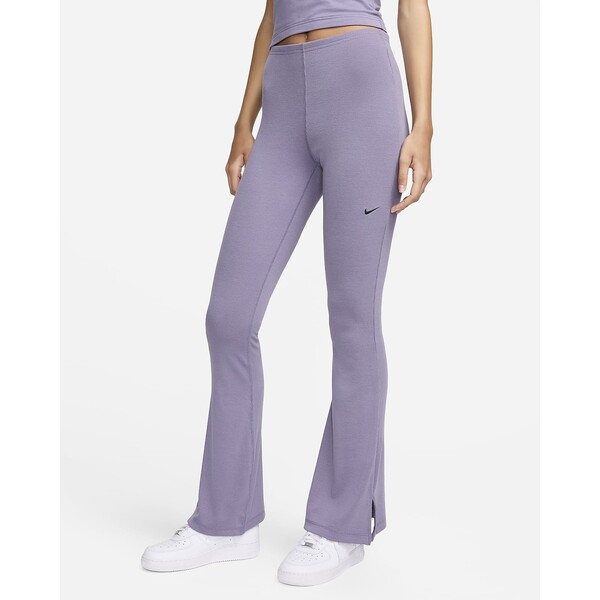 Damskie obcisłe legginsy w drobny prążek z rozszerzanymi nogawkami Nike Sportswear Chill Knit FQ2113-509