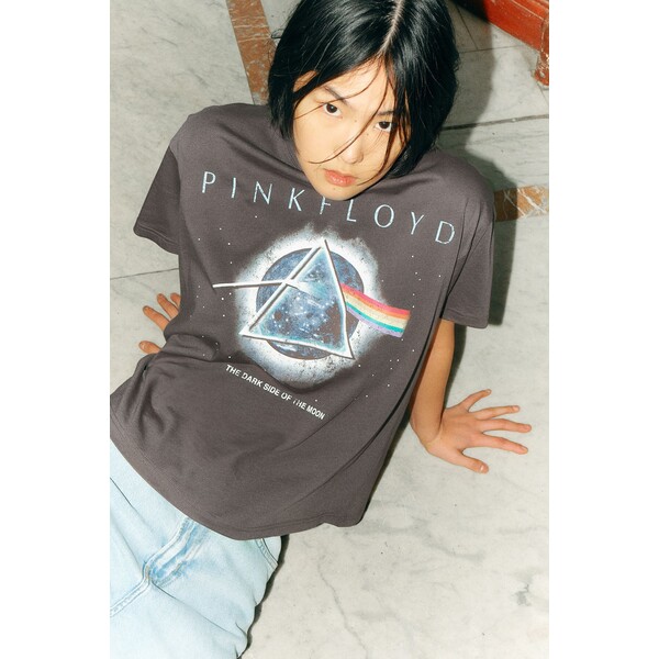 H&M Obszerny T-shirt z nadrukiem - 0762558252 Ciemnoszary/Pink Floyd