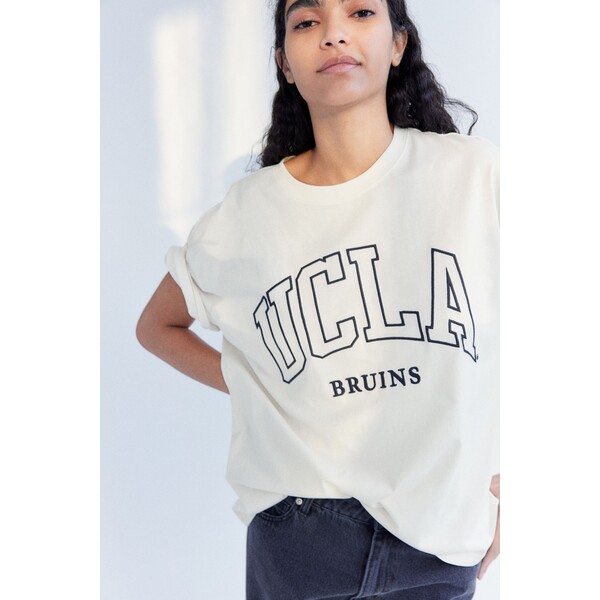 H&M Obszerny T-shirt z nadrukiem - 0762558252 Kremowy/UCLA