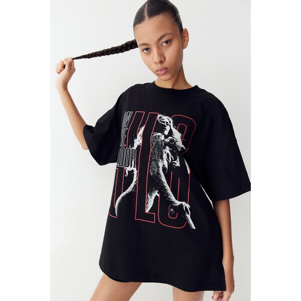 H&M T-shirt oversize z nadrukiem - 1226941006 Czarny/Jennifer Lopez