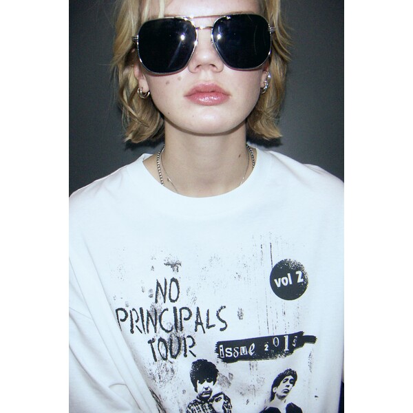 H&M T-shirt oversize z nadrukiem - 1198284018 Kremowy/Blondie