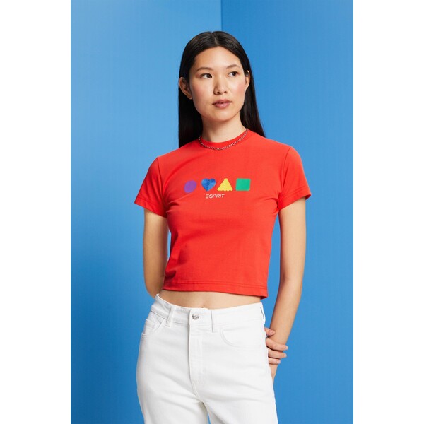 Esprit T-shirt z bawełny organicznej w geometryczny wzór 023EE1K354_638