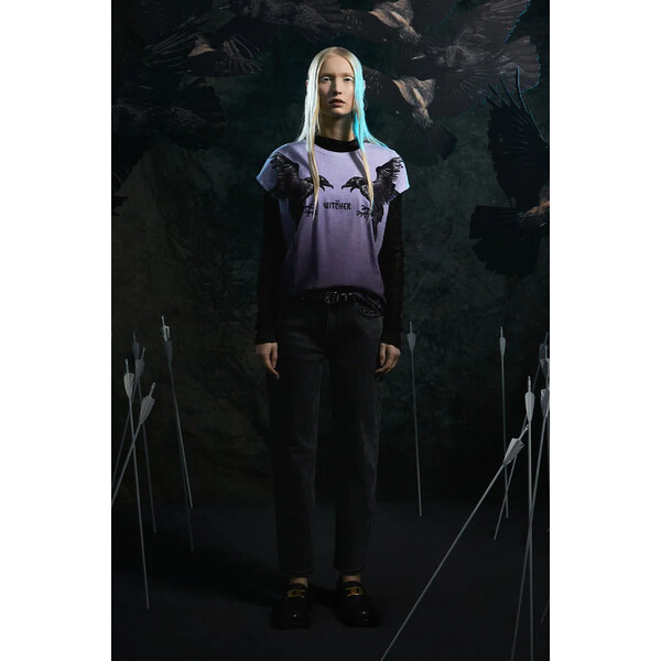 T-shirt bawełniany damski z kolekcji The Witcher x Medicine kolor fioletowy