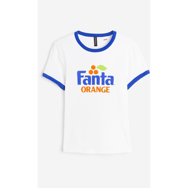H&M T-shirt z nadrukiem - 1127643007 Biały/Fanta
