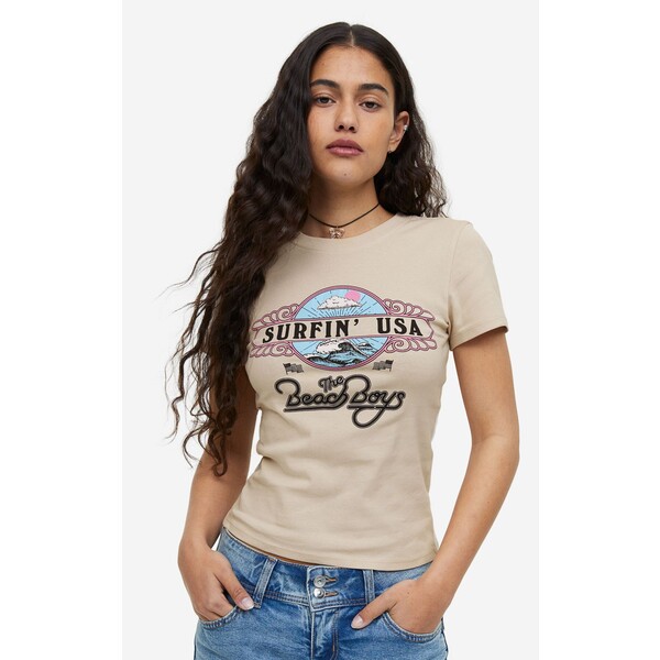 H&M T-shirt z nadrukiem - 1127643007 Jasnobeżowy/The Beach Boys