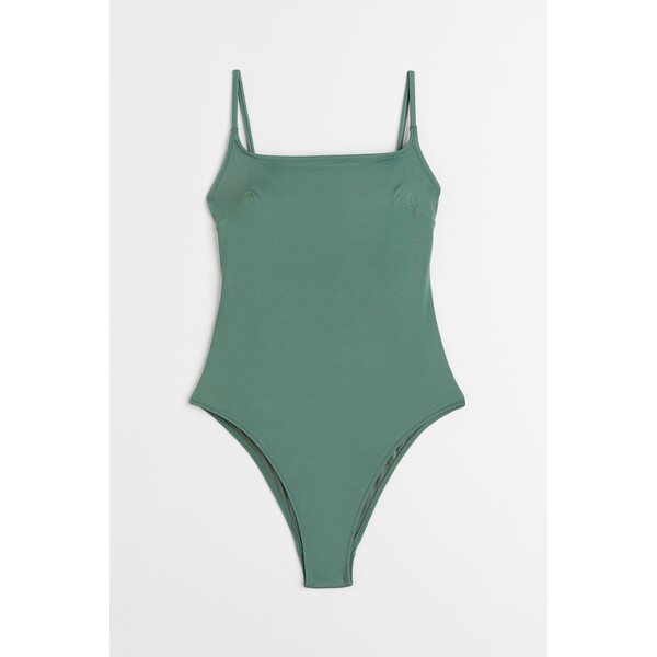 H&M Kostium kąpielowy High leg - Bez rękawów - 0963740010 Dark green