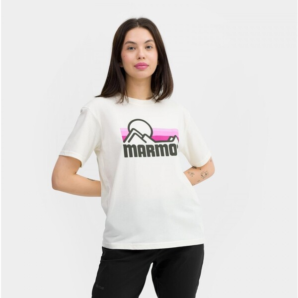 MARMOT Damski t-shirt z nadrukiem Marmot Coastal Tee - beżowy