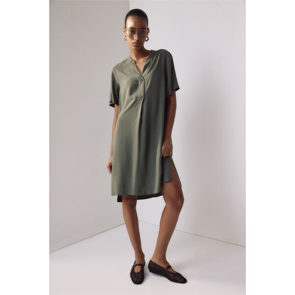 H&M Tunikowa sukienka z wiskozy - 1214786005 Ciemna zieleń khaki