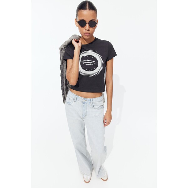 H&M T-shirt z nadrukiem - Wycięcie przy szyi - Krótki rekaw - 1207443025 Czarny/Spiritualized